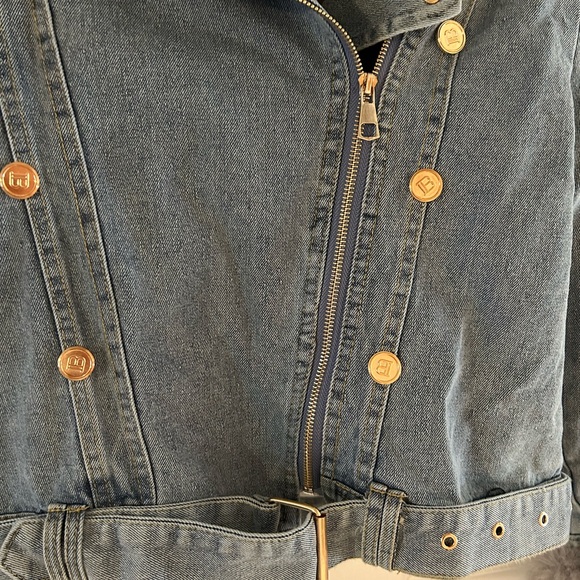 NWT Bellezza Republic Short Denim Jacket, Faux fur, L, with original package - Picture 4 of 15